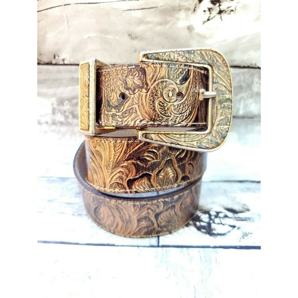 Unbranded Accessories - Metallic Genuine Bonded Leather Waist Belt Copper